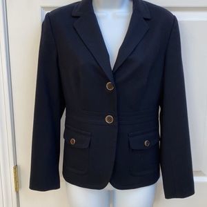 Talbots Italian Wool Classic Fitted Navy Blazer, Sz 6P